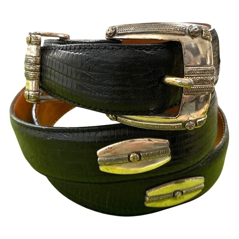 Bill Adler Studio‎ Western Ranger Belt Black Lizard Embossed Leather Mens 38